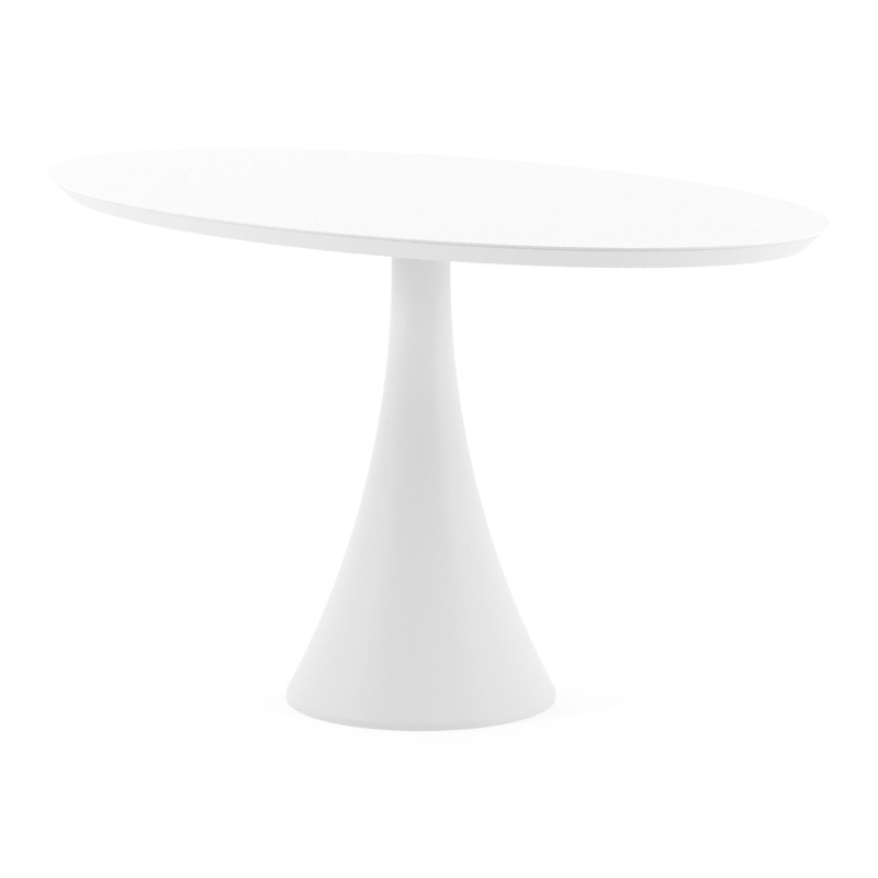 Fano tuintafel ovaal in wit aluminium en volkeramiek Arctic White - L 140 x B 80 x H 74.5 cm