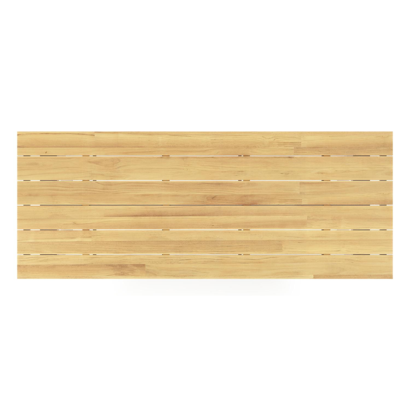 Table de jardin Pagino rectangulaire en aluminium blanc et teck - Lg, 280 x Lrg, 110 x Haut, 73,5 cm