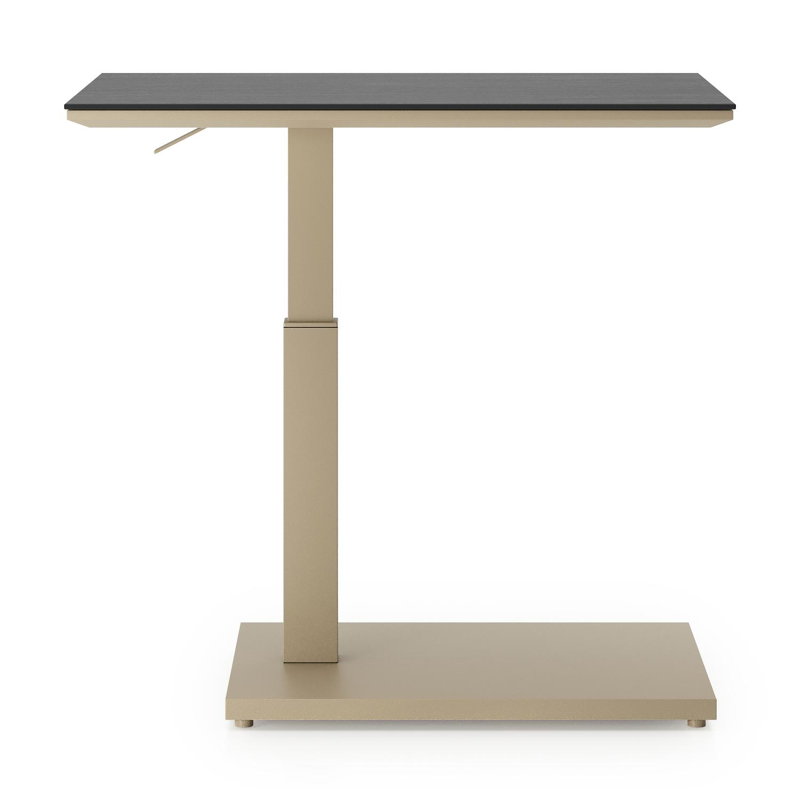 Table d'appoint pop-up Cirello rectangulaire en aluminium beige et céramique pleine Basalt Black - Lg. 69.5 x Lrg. 50 x Haut. 66 cm