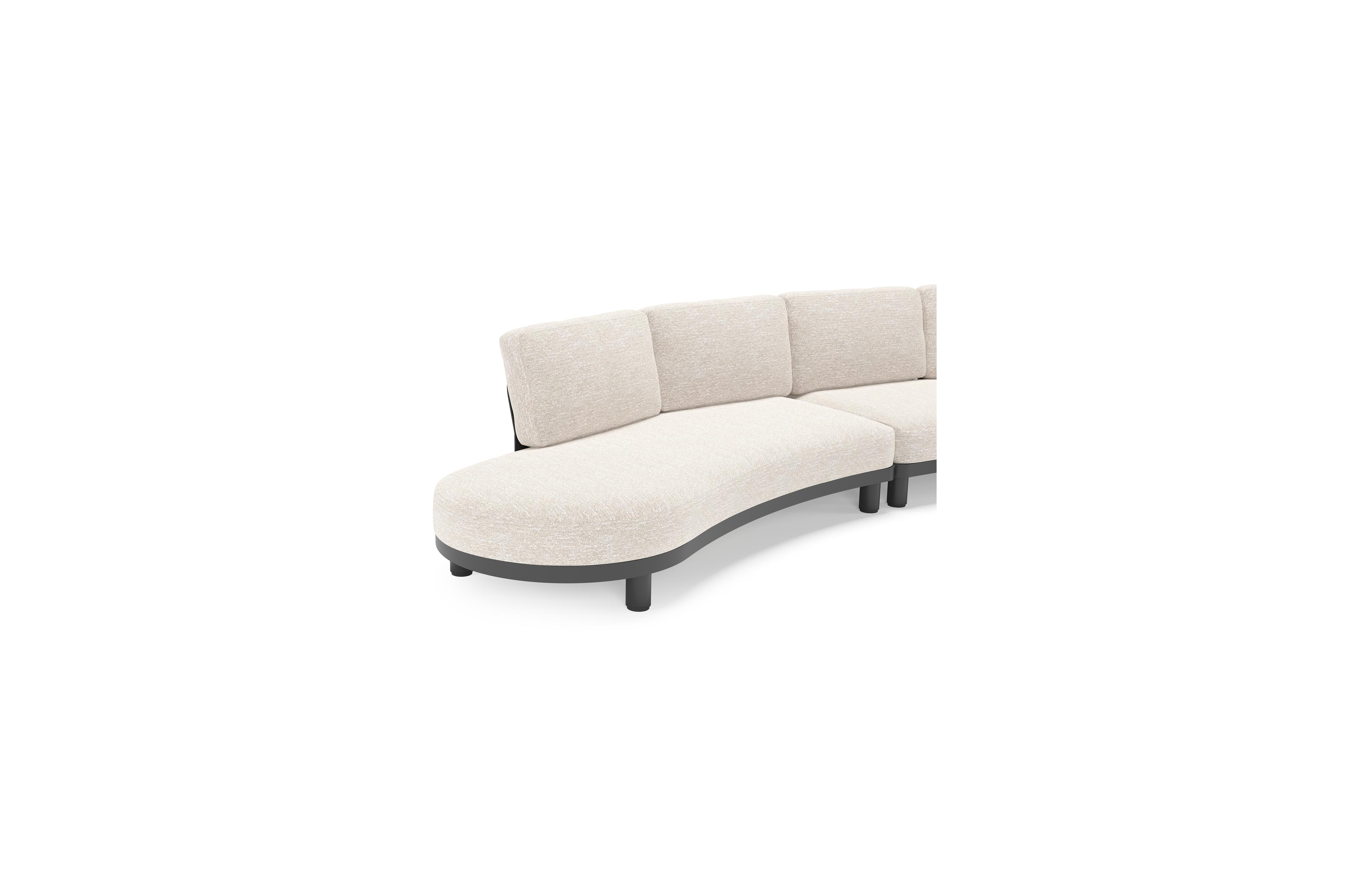 Donato loungehoek in zwart aluminium met all weather sunbrella® luxe Tundra Sand kussen