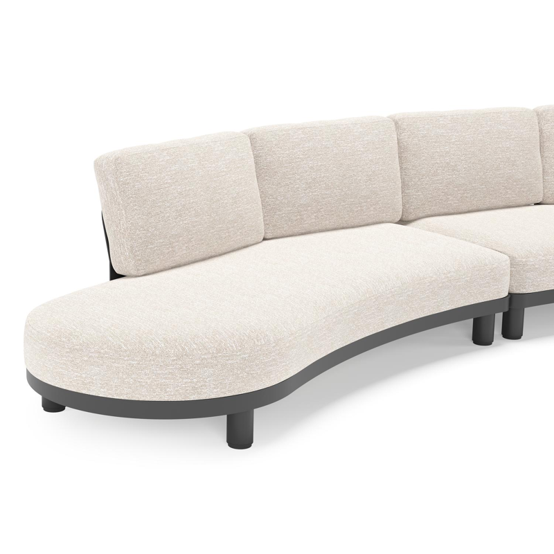 Donato loungehoek in zwart aluminium met all weather sunbrella® luxe Tundra Sand kussen