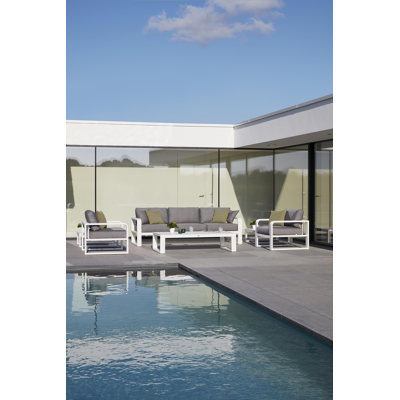 Verato loungeset wit-grijs - aluminium en all weather sunbrella® luxe - 5 personen