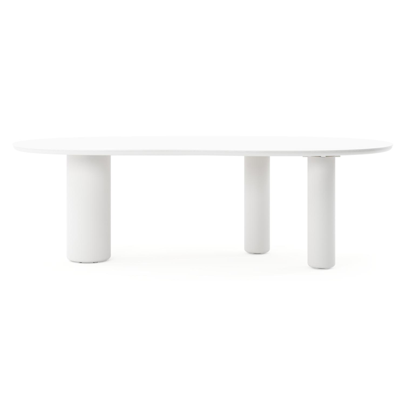 Amico tuintafel organisch in wit aluminium en volkeramiek Arctic White - L 240 x B 110 x H 73.5 cm