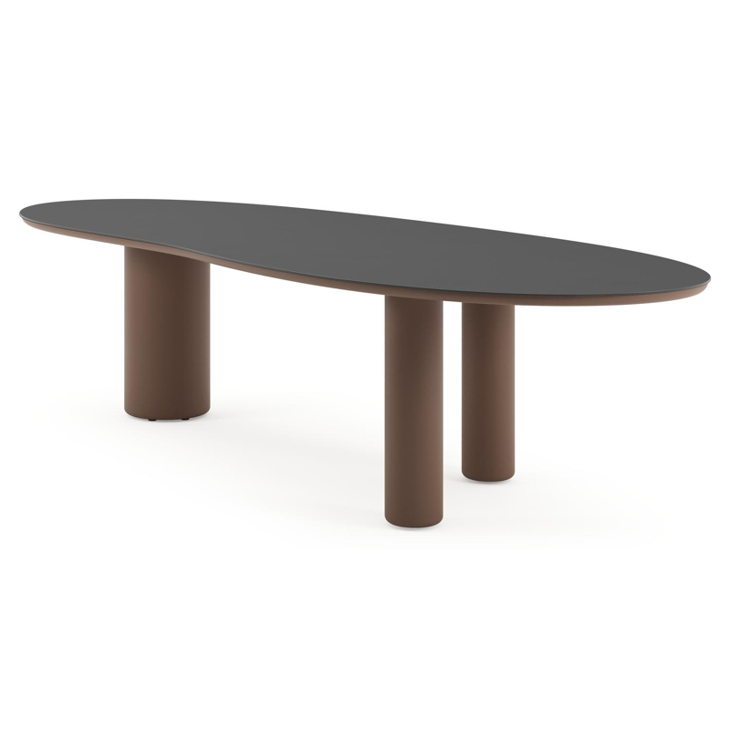 Amico tuintafel organisch in taupe aluminium en volkeramiek Nero Black - L 320 x B 120 x H 73.5 cm