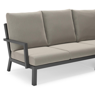 Alcudia loungehoek in zwart aluminium met grijs weather+ softtouch kussens