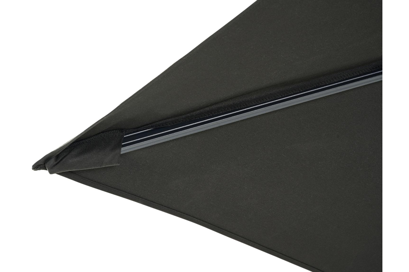 Avola zweefparasol met tiltfunctie in zwart aluminium met zwart weather+ softtouch parasoldoek - L1 300 x L2 300 cm (met voet)
