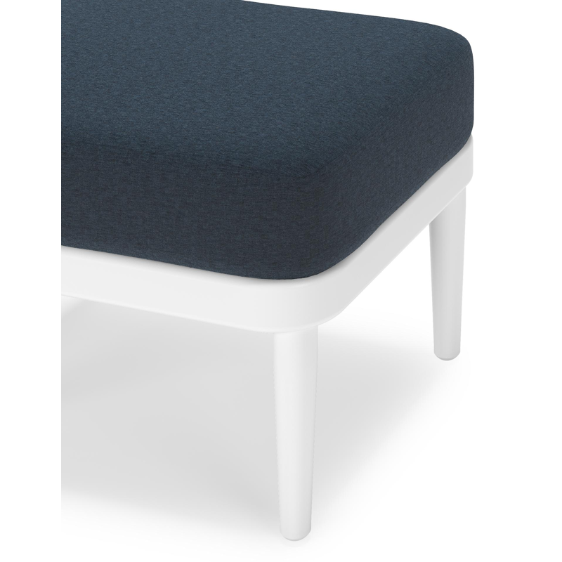 Pouf Orso en aluminium blanc et coussins en all weather sunbrella® luxe Heritage Indigo