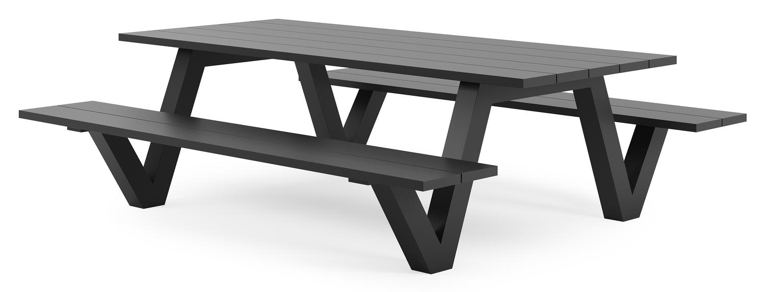 Norma picknicktafel in zwart aluminium - L 240 x B 213 x H 74 cm