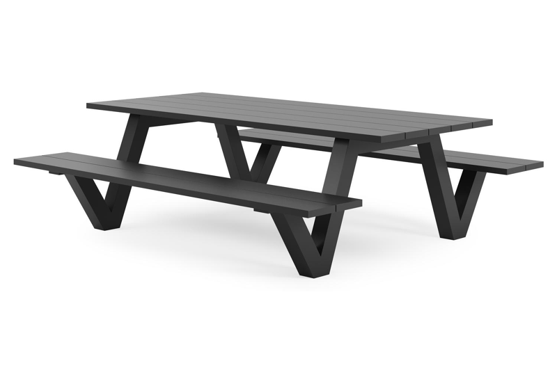 Norma picknicktafel in zwart aluminium - L 240 x B 213 x H 74 cm