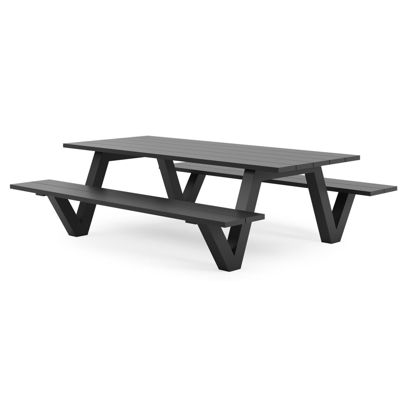 Norma picknicktafel in zwart aluminium - L 240 x B 213 x H 74 cm