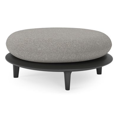 Bomero poef in zwart aluminium met tundra charcoal all weather sunbrella® luxe kussen