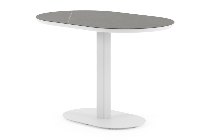 Teramo tuintafel bombo in wit aluminium en volkeramiek Calatorao - L 110 x B 70 x H 73.7 cm