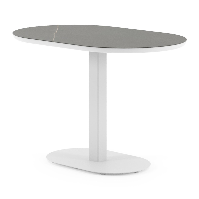 Teramo kantelbare tuintafel bombo in wit aluminium en volkeramiek Calatorao - L 110 x B 70 x H 74 cm