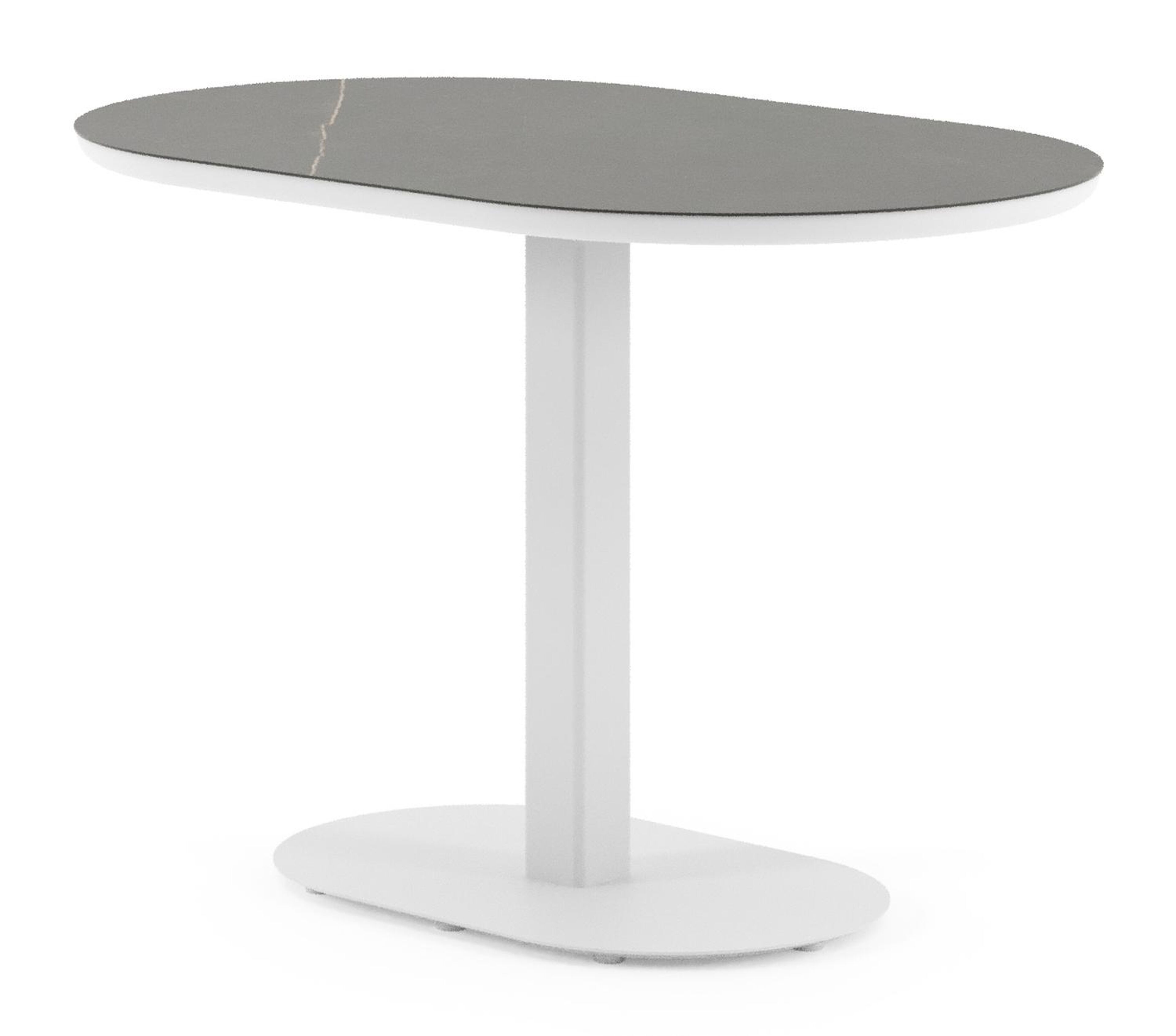 Teramo kantelbare tuintafel bombo in wit aluminium en volkeramiek Calatorao - L 110 x B 70 x H 74 cm