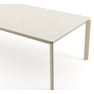 Cirello tuintafel rechthoekig in beige aluminium en volkeramiek Shilin - L 280 x B 110 x H 74.5 cm