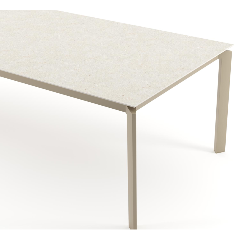 Cirello tuintafel rechthoekig in beige aluminium en volkeramiek Shilin - L 280 x B 110 x H 74.5 cm