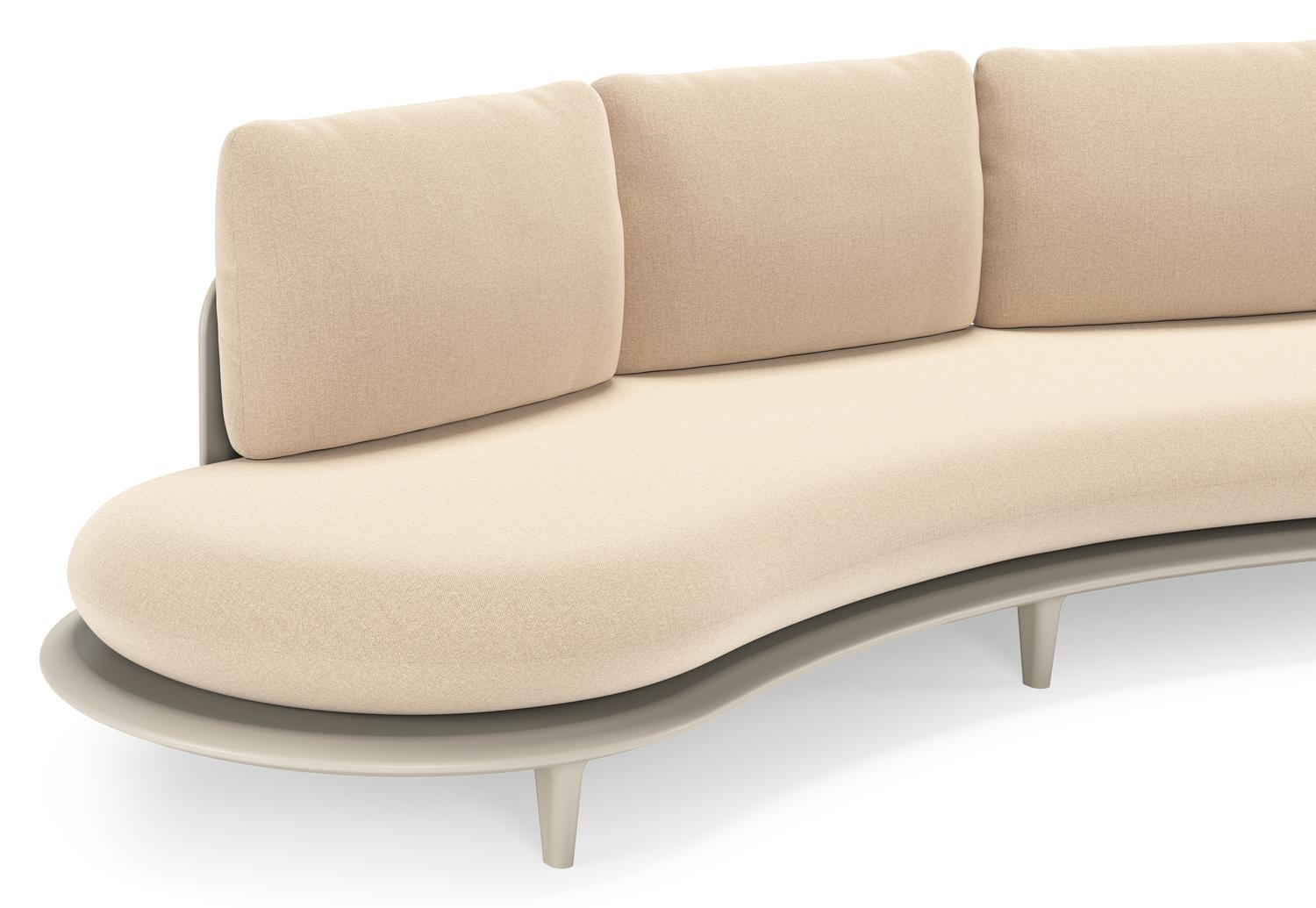 Salon de jardin Bomero en aluminium beige et coussins en all weather sunbrella® luxe natte heather beige