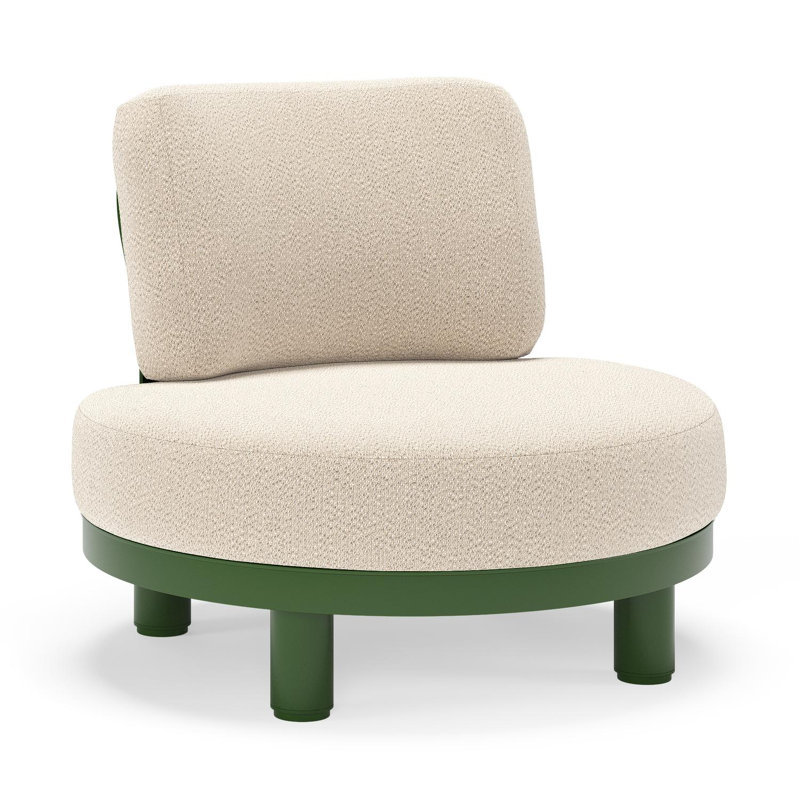 Donato loungestoel in groen aluminium met all weather sunbrella® luxe Lopi Sand kussen