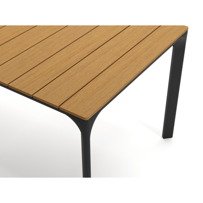 Fina tuintafel in zwart aluminium en polywood - L 145 x B 90 x H 74 cm