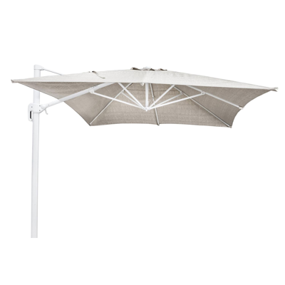 Rufina zweefparasol in wit aluminium met chartres pewter all weather sunbrella® luxe parasoldoek - L1: 300 x L2: 400 cm (zonder voet)