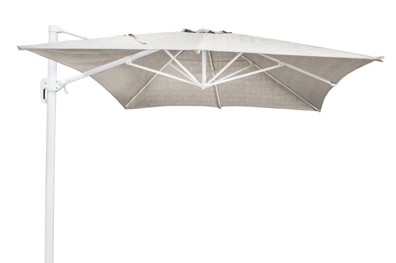 Rufina zweefparasol in wit aluminium met chartres pewter all weather sunbrella® luxe parasoldoek - L1: 300 x L2: 400 cm (zonder voet)