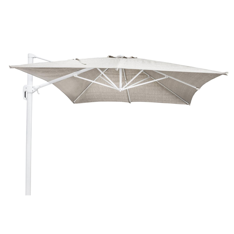 Rufina zweefparasol in wit aluminium met chartres pewter all weather sunbrella® luxe parasoldoek - L1: 300 x L2: 400 cm (zonder voet)