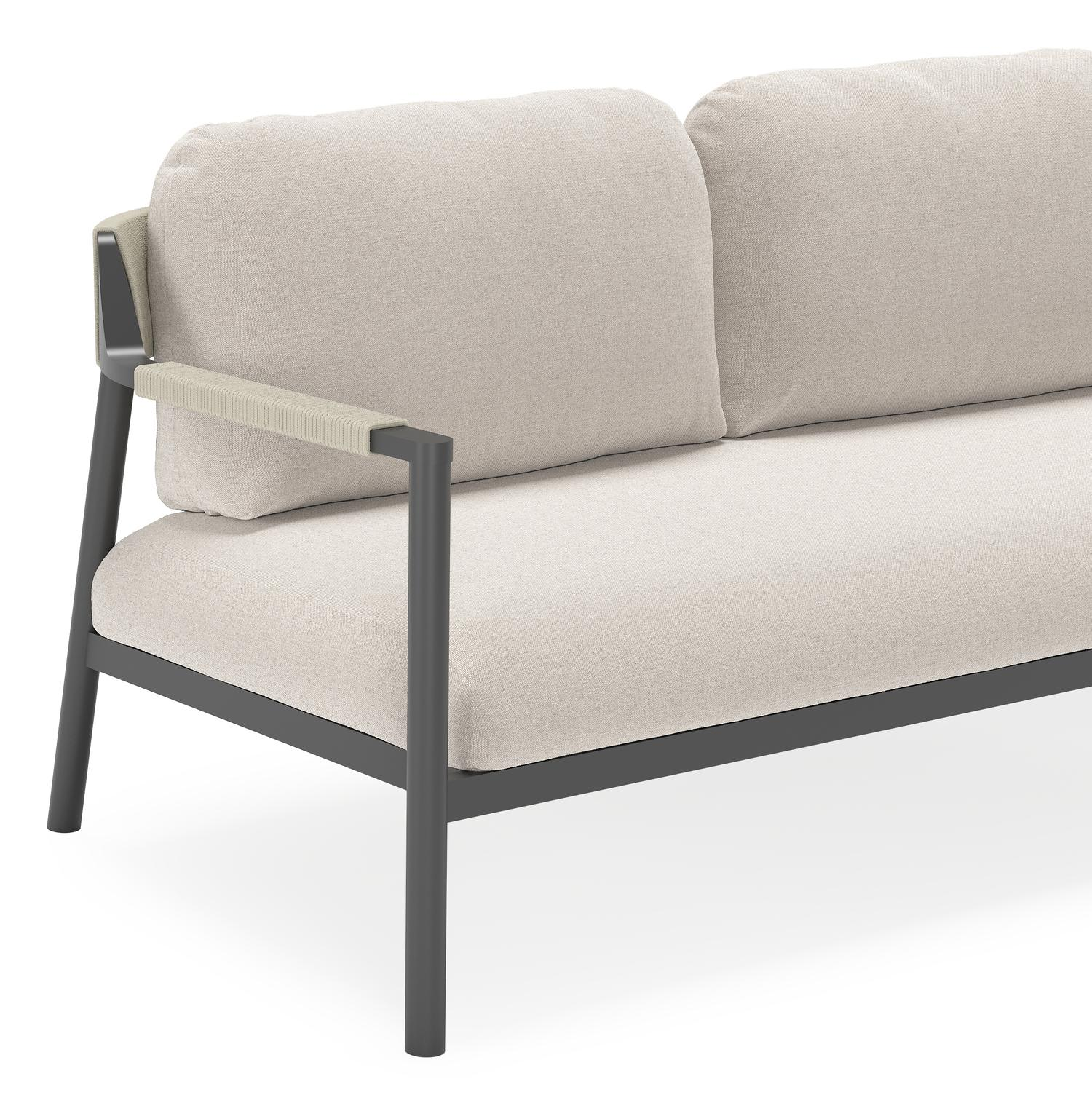 Campia loungeset in zwart aluminium met beige weather+ softtouch kussens