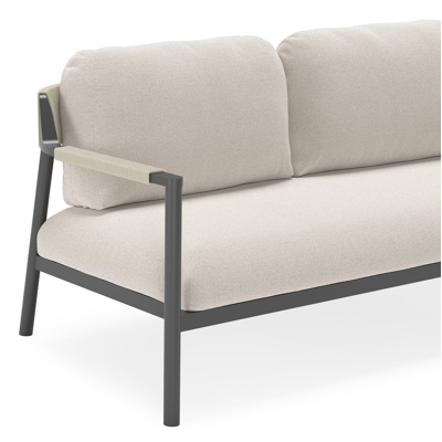 Campia loungeset in zwart aluminium met beige weather+ softtouch kussens