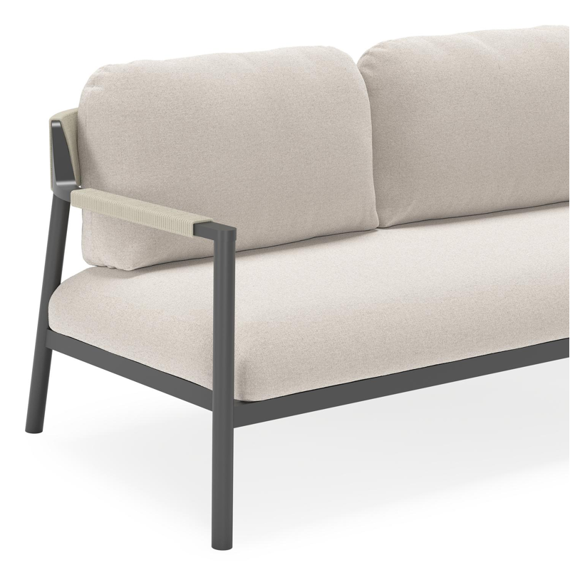 Campia loungeset in zwart aluminium met beige weather+ softtouch kussens