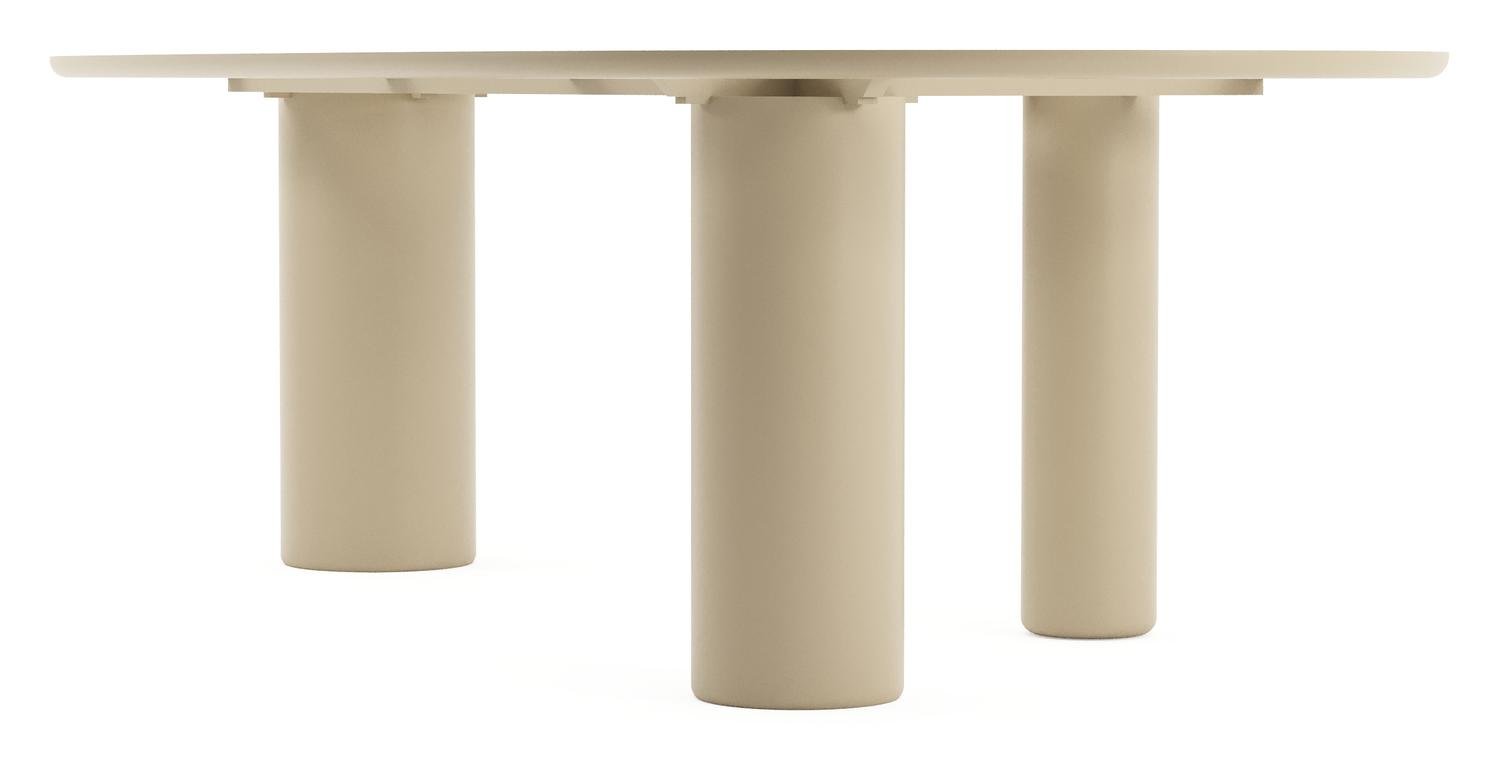 Table de jardin Amico mangue en aluminium beige et céramique pleine Travertino Bianco - Lg. 260 x Lrg. 130 x Haut. 73.5 cm