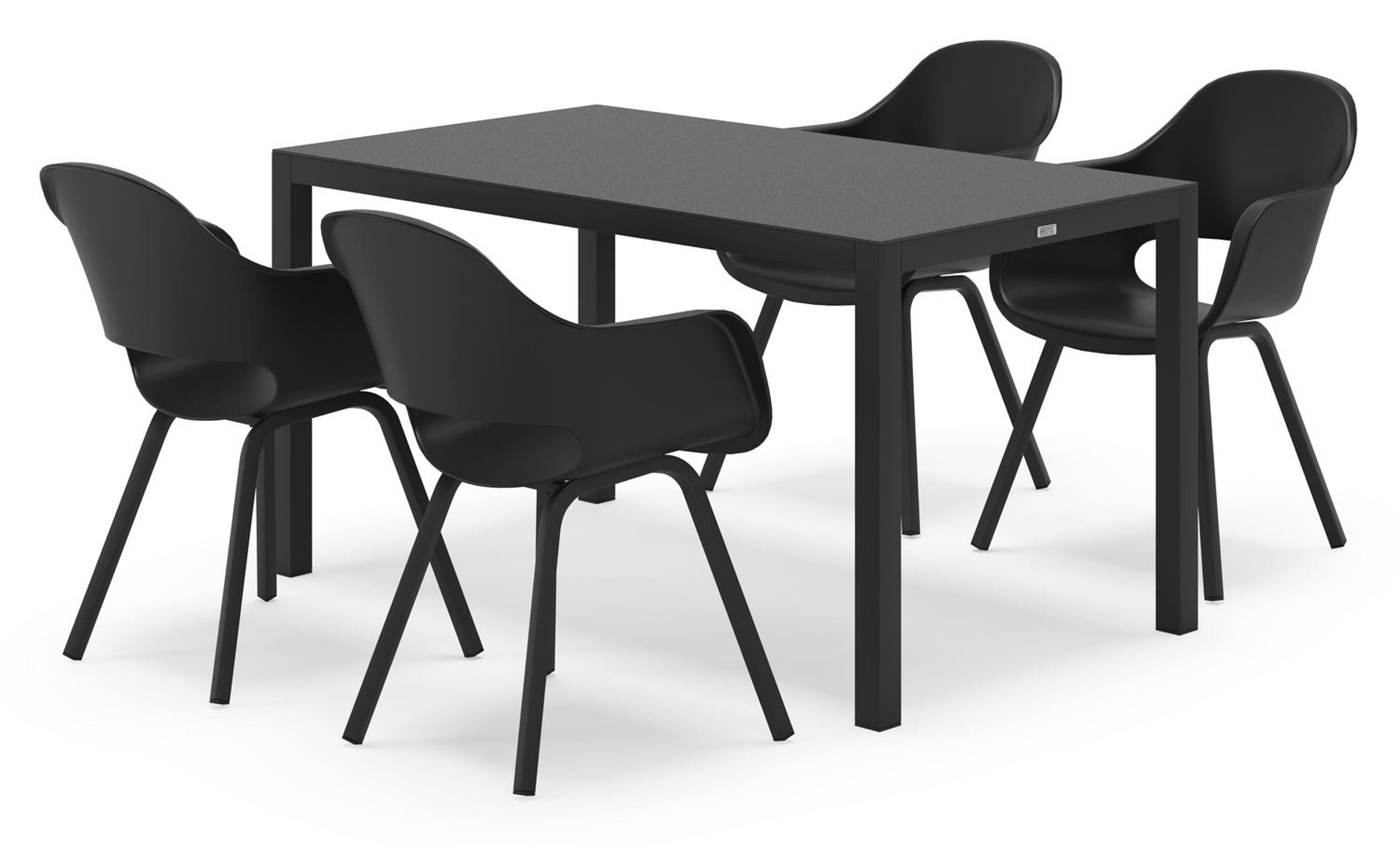 Feltro ensemble de jardin rectangulaire en aluminium noir en sintered stone notte minerale avec 4 chaises de jardin Artena