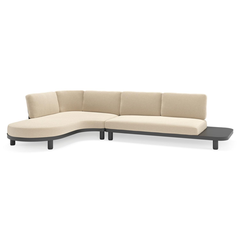 Donato loungehoek in zwart aluminium met all weather cosytica Althea Chalk kussen