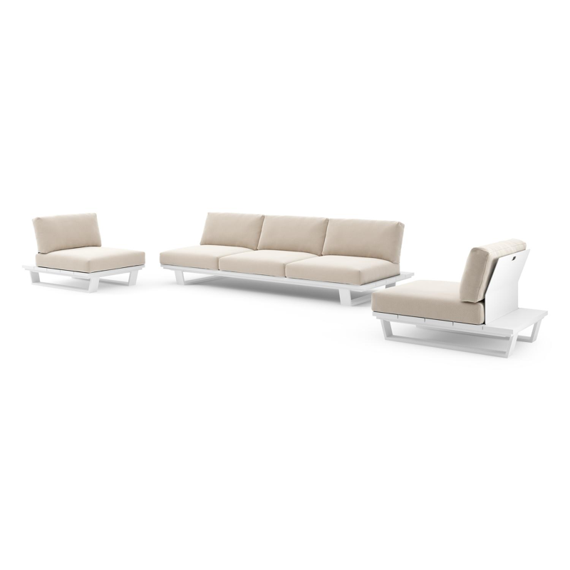Pagino loungeset in wit aluminium met lopi antique all weather sunbrella® luxe kussen