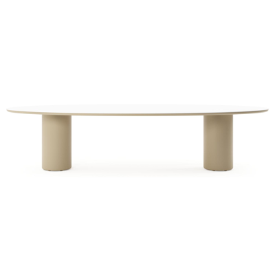 Amico tuintafel ovaal in beige aluminium en volkeramiek Arctic White - L 320 x B 130 x H 73.5 cm