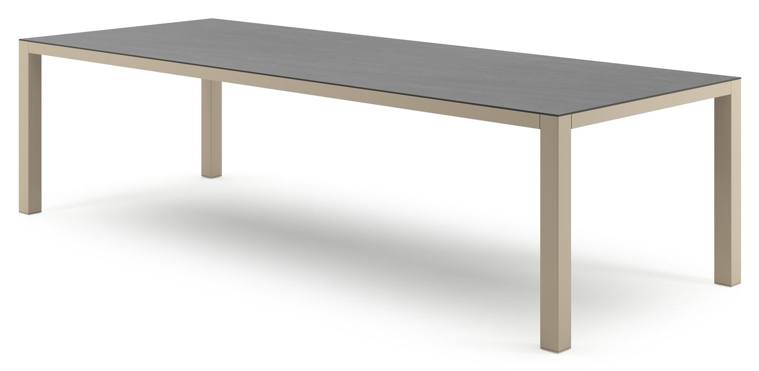Como tuintafel rechthoekig in beige aluminium en volkeramiek Basalt Black - L 280 x B 110 x H 73 cm