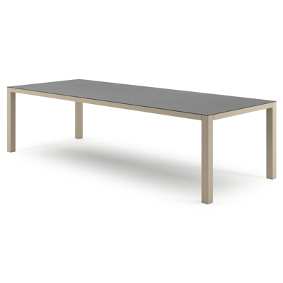 Como tuintafel rechthoekig in beige aluminium en volkeramiek Basalt Black - L 280 x B 110 x H 73 cm