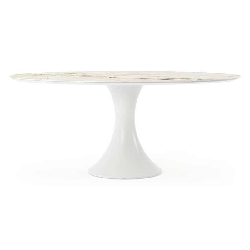 Fano tuintafel ovaal in wit aluminium en volkeramiek colorado dunes - L 180 x B 110 x H 75 cm