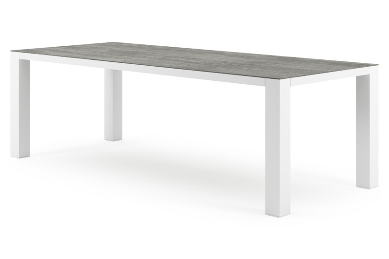 Nano tuintafel in wit aluminium en volkeramiek aspen grey - L 240 x B 100 x H 75 cm