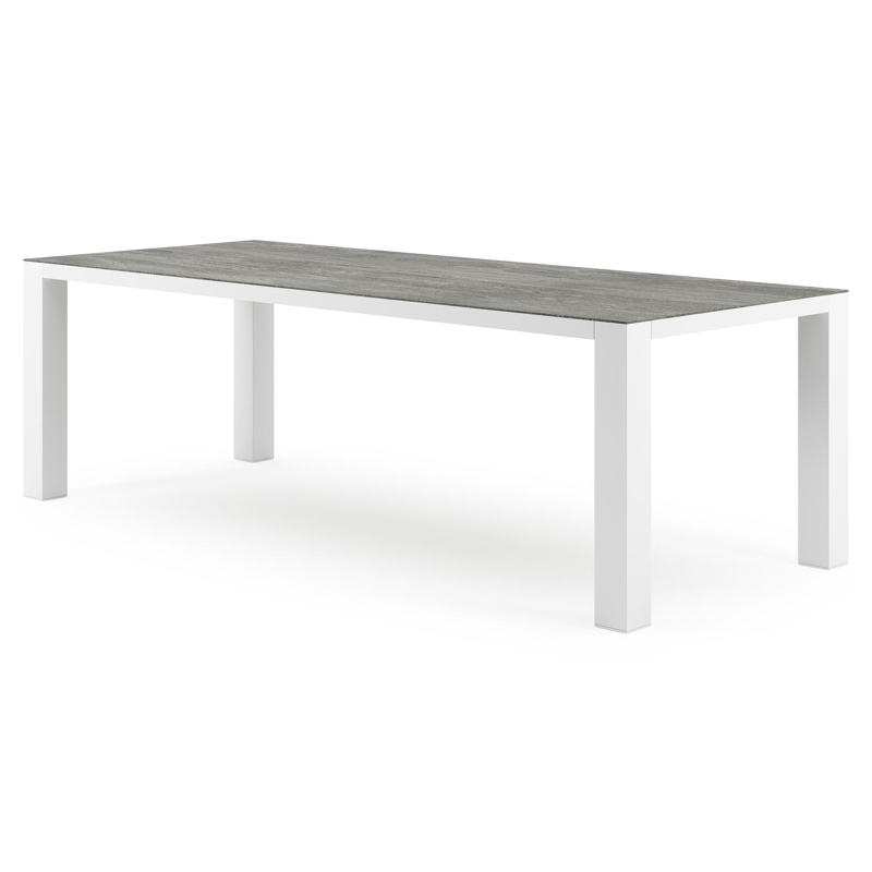 Nano tuintafel in wit aluminium en volkeramiek aspen grey - L 240 x B 100 x H 75 cm