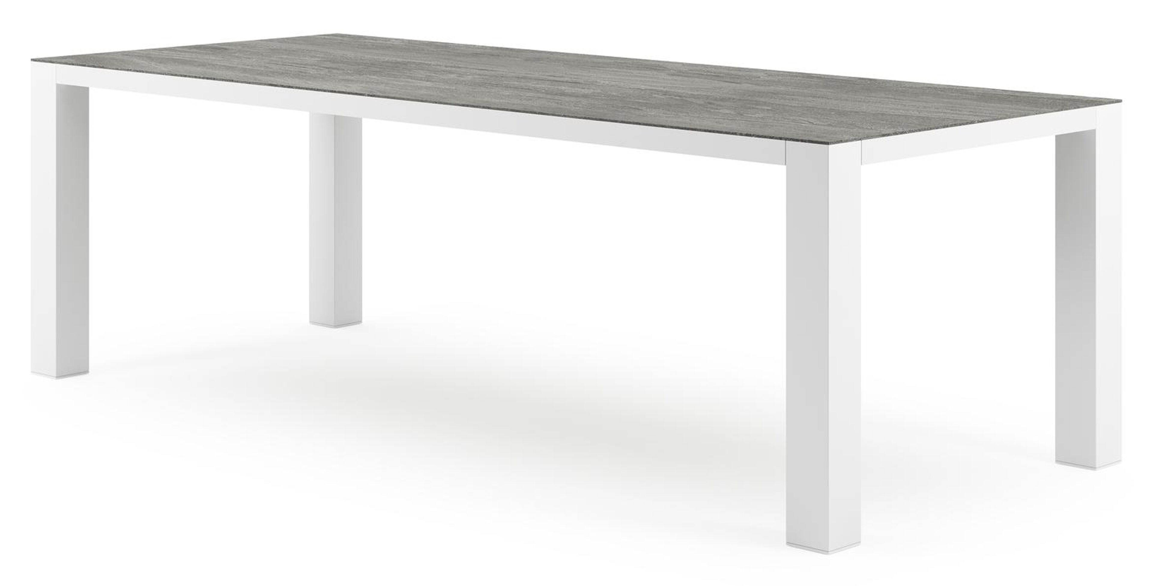 Nano tuintafel in wit aluminium en volkeramiek aspen grey - L 240 x B 100 x H 75 cm