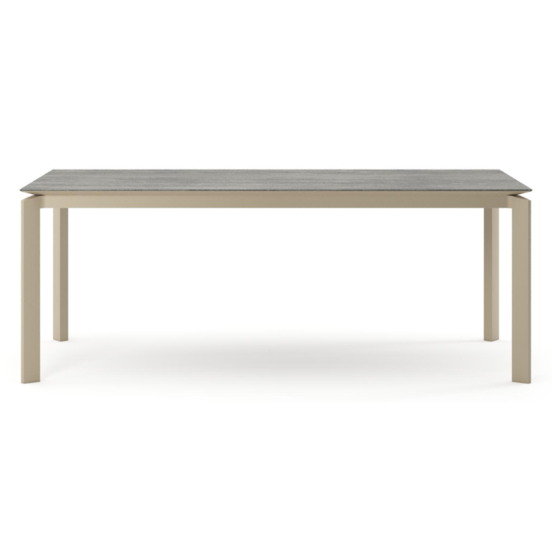Cirello tuintafel rechthoekig in beige aluminium en volkeramiek Aspen Grey - L 200 x B 100 x H 74.5 cm