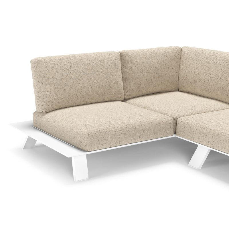 Cesano loungehoek in wit aluminium met bora desert all weather Cosytica kussen