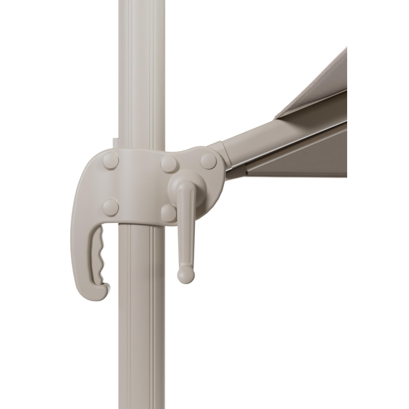 Calpe zweefparasol in beige aluminium en beige Weather+ Softtouch parasoldoek - L1 270 x L2 270 cm met Calpe parasolvoet 70 kg met wielen