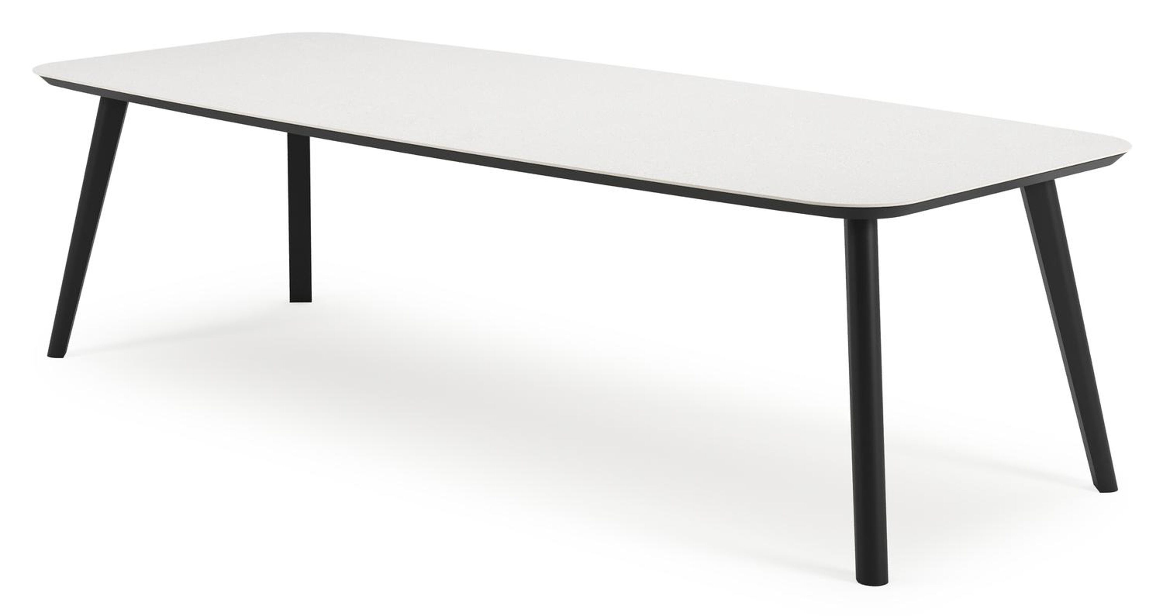 Mosa tuintafel bootvorm in zwart aluminium en sintered stone Topo minerale - L 270 x B 115 x H 74 cm