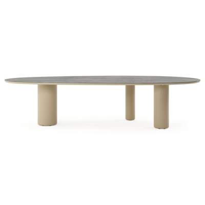 Amico tuintafel mango in beige aluminium en volkeramiek Aspen Grey - L 320 x B 140 x H 73.5 cm