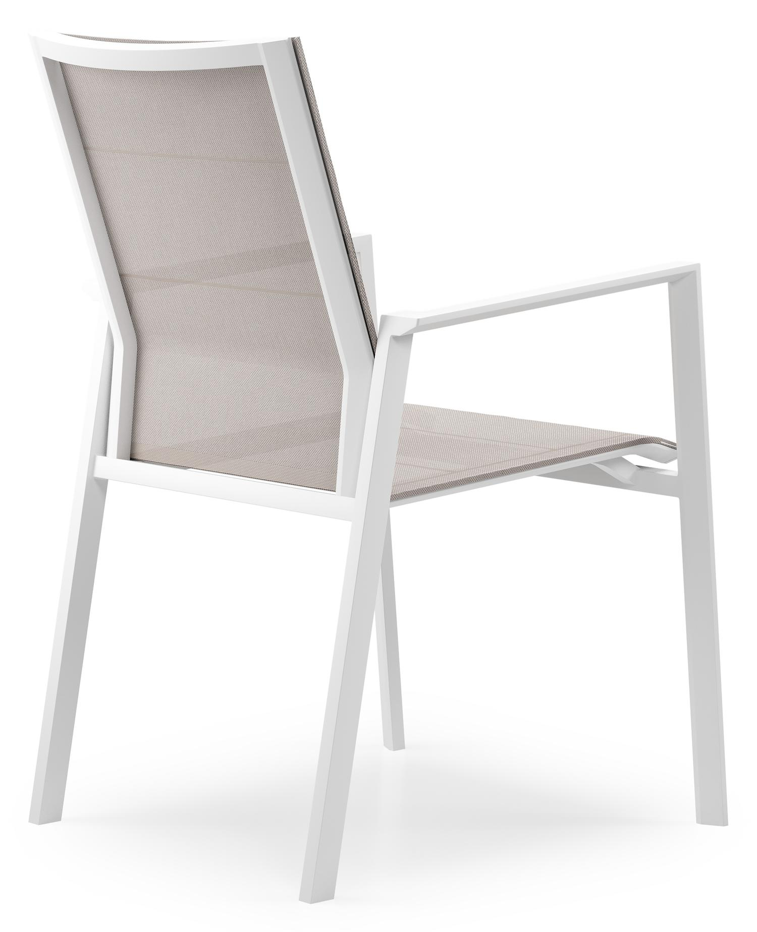 Cirello stapelbare tuinstoel in wit aluminium en beige textilene