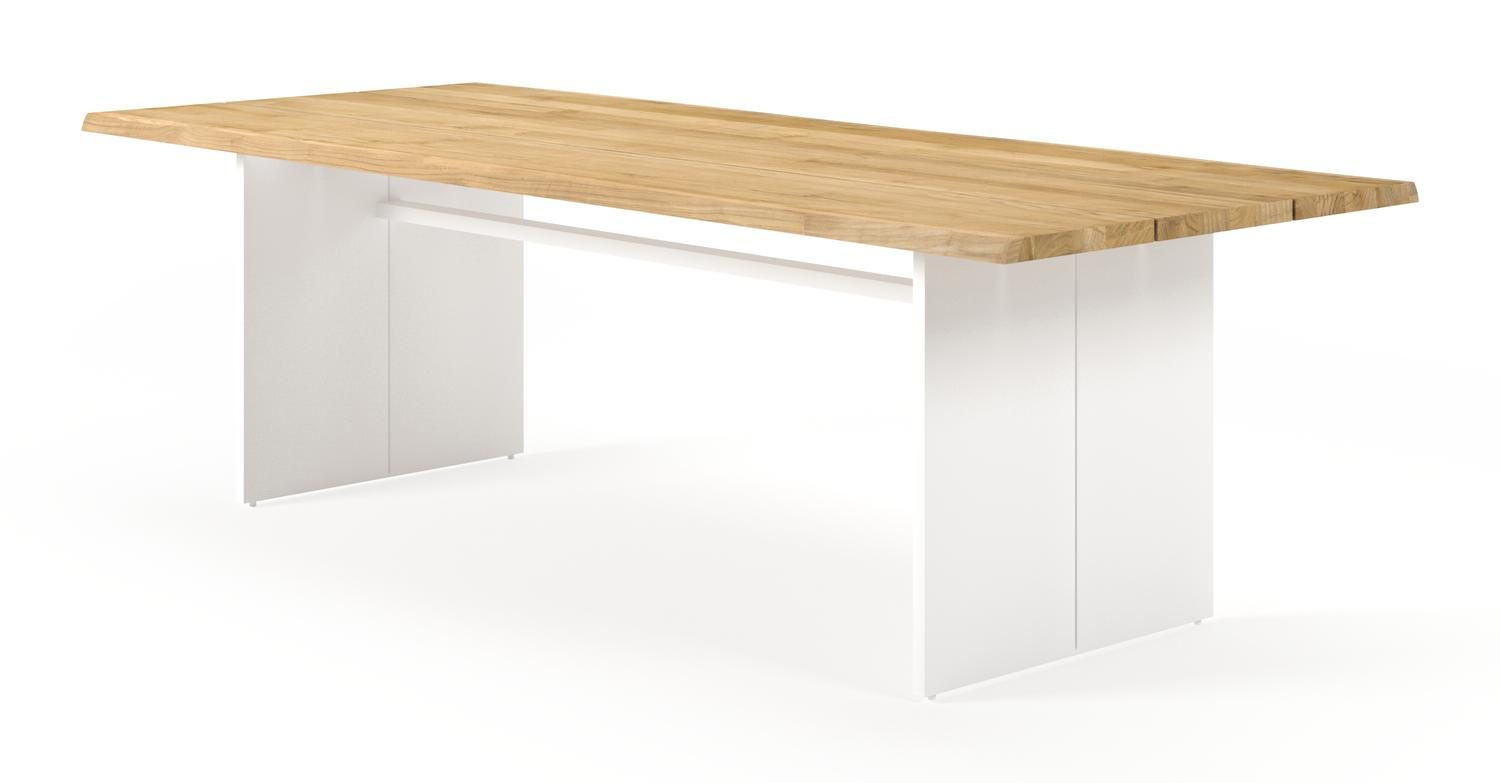 Portofino tuintafel in wit aluminium en teak - L 240 x B 102 x H 74,5 cm