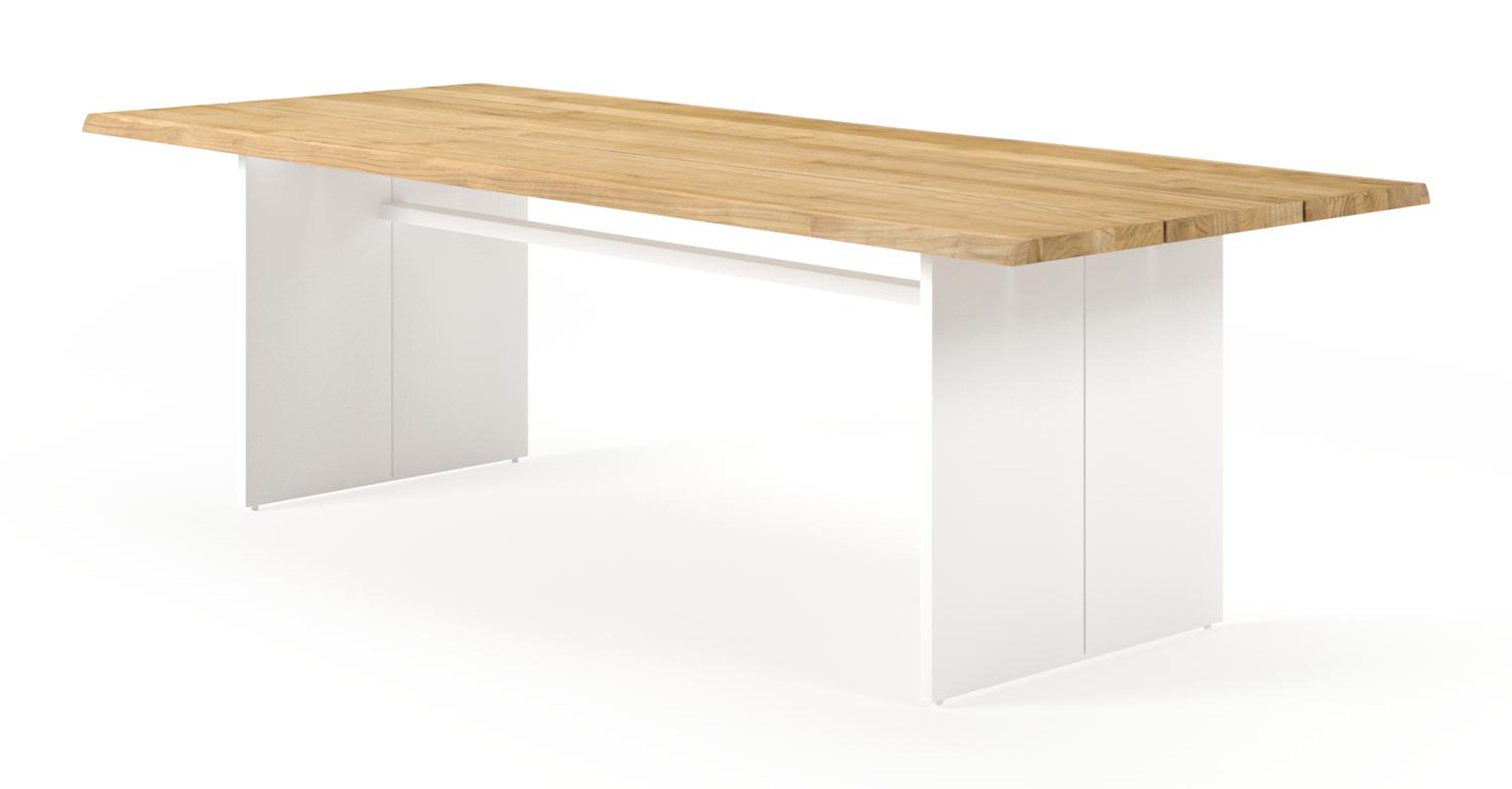 Portofino tuintafel in wit aluminium en teak - L 240 x B 102 x H 74,5 cm