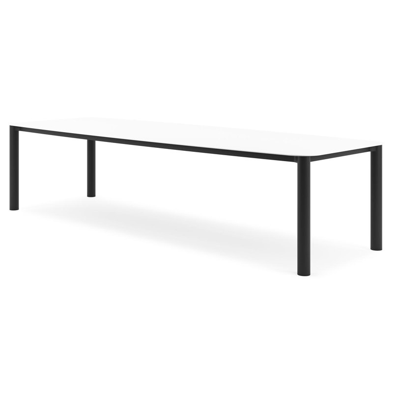 Orso tuintafel bootvorm in zwart aluminium en volkeramiek Arctic White - L 315 x B 115 x H 75 cm