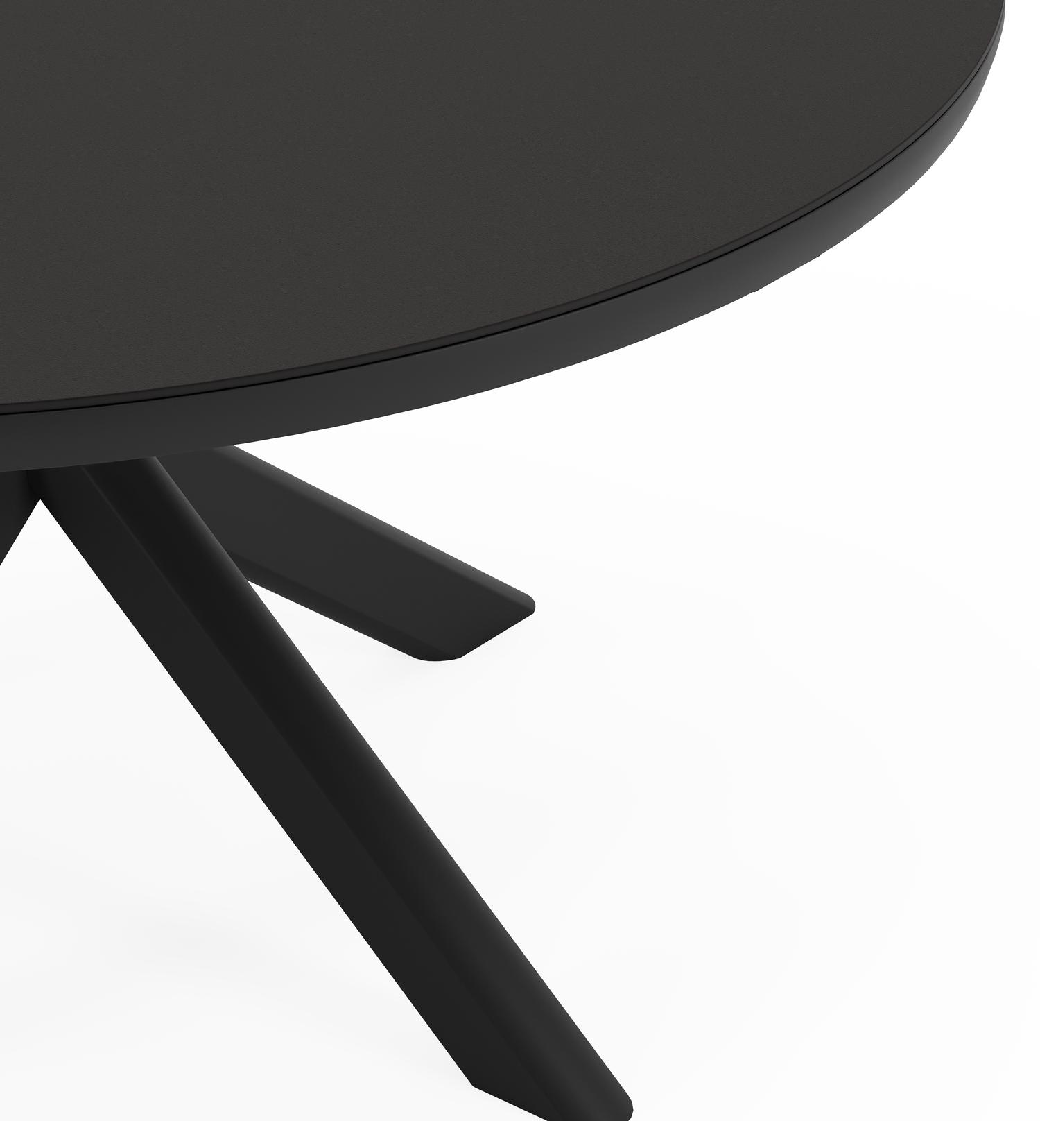 Pamplona tuintafel rond in zwart aluminium en sintered stone Notte minerale - Dia. 140 x H 72 cm